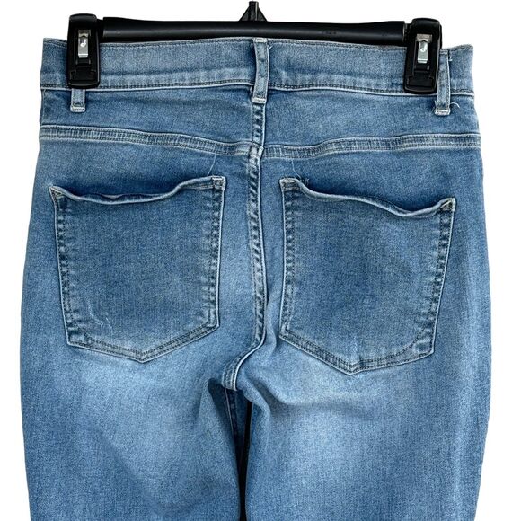 Express SZ 4 Cropped Legging Jeans High-Rise Stretch Zip-Fly Pockets Frayed Hems - Picture 7 of 11